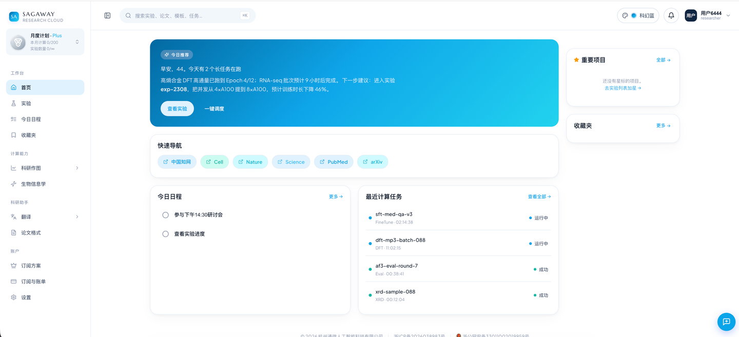 Sagaway Lab interface preview